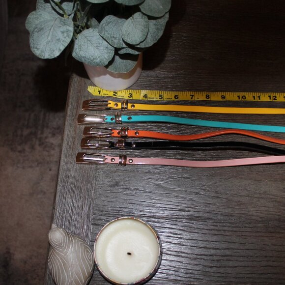 womens faux patent leather skinny dress belts lot of 5 - Picture 1 of 5